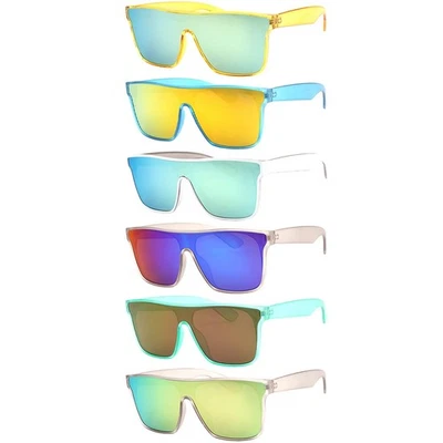 Paquete de 6 gafas de sol para hombre lentes espejadas estilo calor color lentes paquete Foto 1 de 4