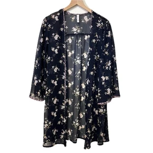 Xhilaration dunkelblauer transparenter Kimono mit Blumenmuster - Größe XL/XXL - Bild 1 von 5