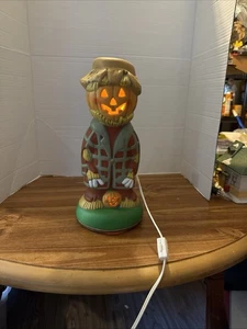 Vintage beleuchtete Halloween Vogelscheuche Kürbis Mann 12,5 Zoll - Bild 1 von 12