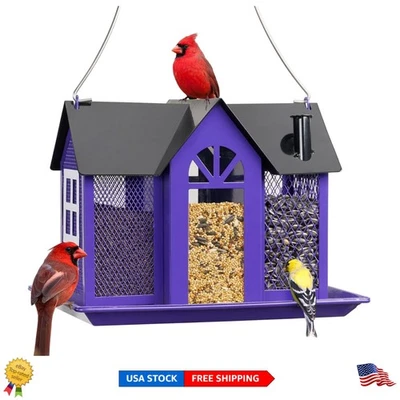 Encantador alimentador púrpura para aves silvestres para atraer cardenales, pinzones y garbanzos Foto 1 de 4