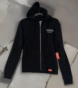 New Official Nintendo New York 1889 Mario Coin Hoodie Sweatshirt Blk Women Sz L - Picture 1 of 12