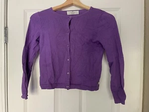 H&M Button Front Purple Fine Knit Cotton Cardigan Sweater Girls Size 6x/7 - Picture 1 of 5
