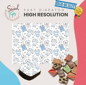 Chocolate Transfer Sheet (Baby Cloths) Edible for Decorations A4 Size - Picture 1 of 2