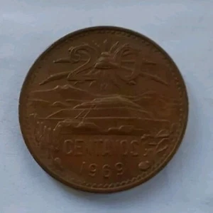 1969 Mexico 20 Centavos Copper AU Coin-Glossy Brown Eagle Rev. KM#440-Free Post - Picture 1 of 6