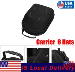 Hat Cap Carrying Carrier Case Handle Fit 6-8 Hats Carry Bag Zipper Black Carrier - Picture 1 of 7