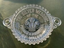 1888 EDWARD VII PRINCE OF WALES ALEXANDRA SILVER WEDDING PRESSED GLASS PIN TRAY