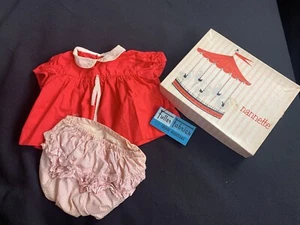 Vintage 1956 Baby’s Size Medium 13-20 Pounds Nannette Red Dress & Lined Panties - Picture 1 of 8