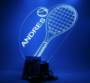 Raqueta de tenis raqueta jugador de pelota lámpara de iluminación nocturna LED personalizada y control remoto - Imagen 1 de 12
