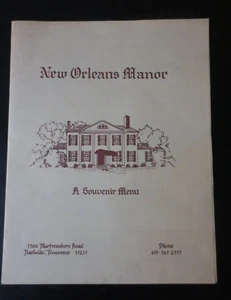 New Orleans Manor Menu Nashville Tenn 1980s 9 X 11 inches - Picture 1 of 9