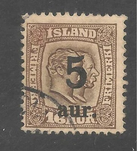 Iceland #131 FVF USED C.D.S. 1921 5a on 16a Kings Christian IX & Frederick VIII - Picture 1 of 1