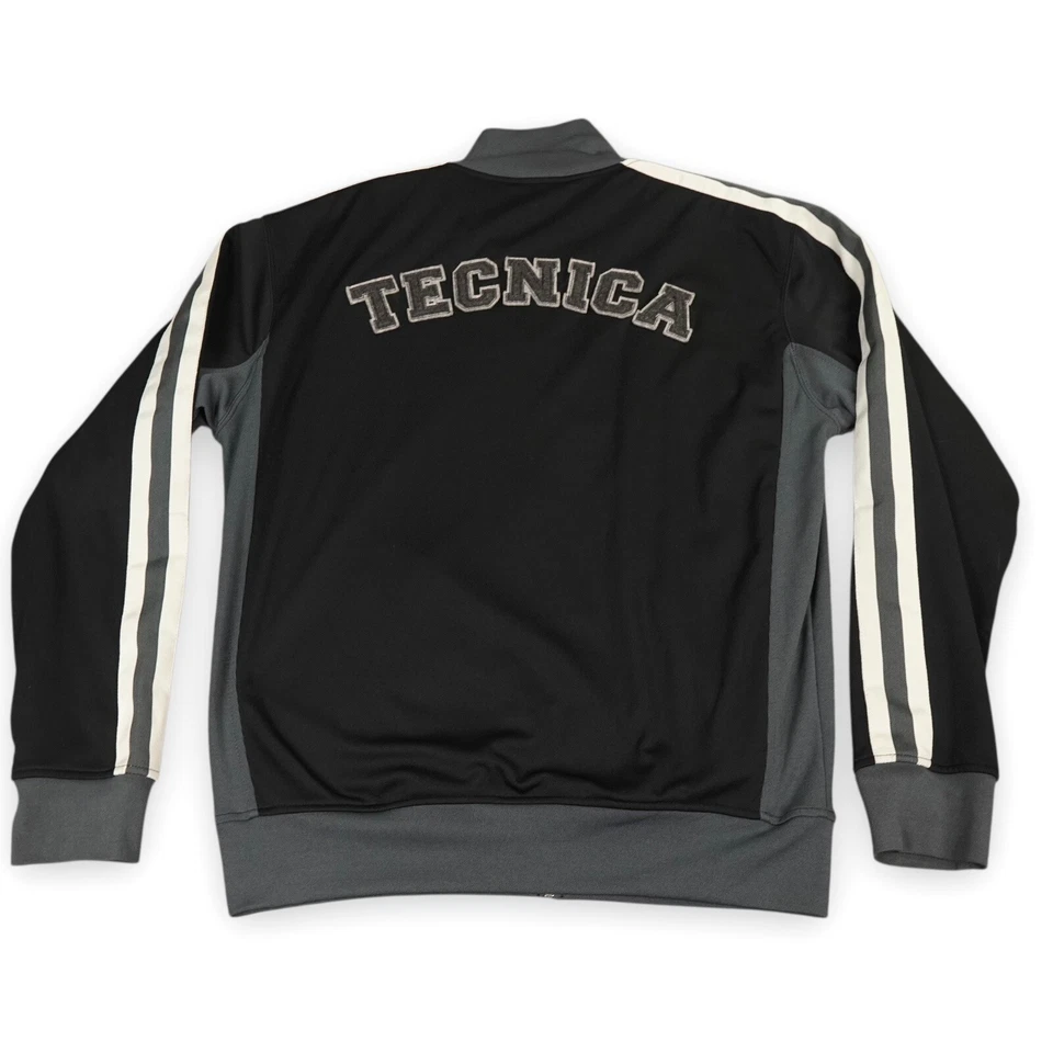 Tecnica 夹克男式大号黑色灰色全拉链轨道羊毛衬里复古 Y2K 风格 — 第 1/4 张图片