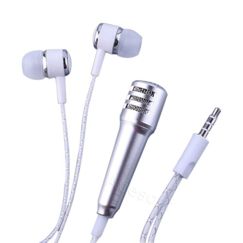 Portable 3.5mm Wired Mini Cell Phone Microphone w/ Earphone for Chatting