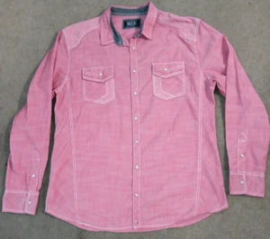 Camisa Western Negra Hebilla Para Hombres XL Perla A Presión Manga Larga Vaquero Rojo Rosa Rodeo - Imagen 1 de 5