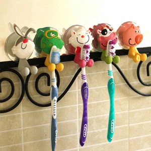 5x Cartoon Animal Toothbrush Holder Wall Mount Sucker Bathroom Suction Cup Kids - Picture 1 of 6