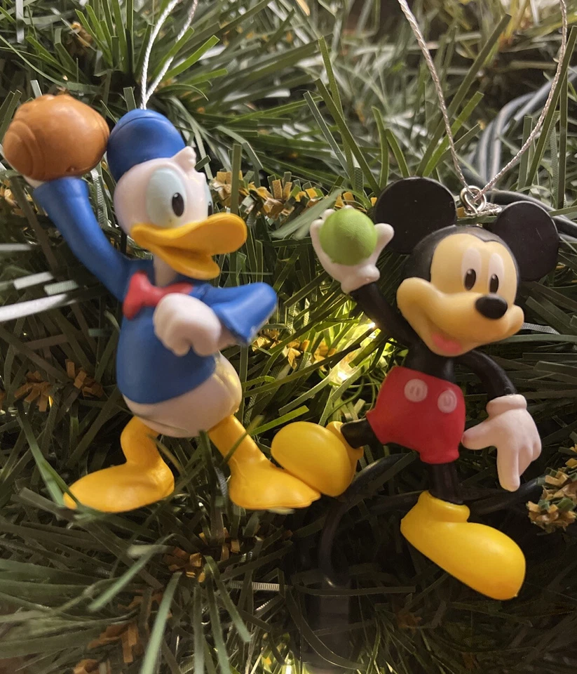2ct 2025 Disney Donald Duck & Mickey Mouse Baseball Football Christmas Ornaments - Image 1 of 1