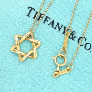Collana Tiffany & Co. Stella di David 17" Oro Giallo 18k 750 Peretti Autentica con Sacchetto - Foto 1 di 7