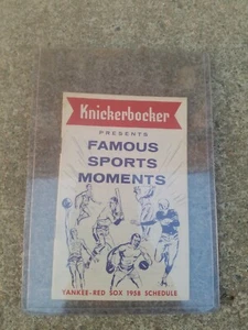 1958 Knickerbocker Beer Famous Sports Red Sox Yankees Schedule Advertising Mint - Picture 1 of 6