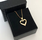 Chain Heart ?? Pendant with Zirconia Crystals Real 925 Silver Gold Jewellery Box