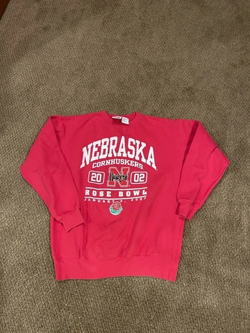Vintage Nebraska Cornhuskers Crewneck Sweatshirt Size Large 2002 Rose Bowl Red Cover