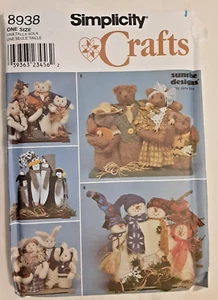Vintage OOP Simplicity Sewing Pattern 8938 Stuffed Families Snowmen Bears (H) - Picture 1 of 2