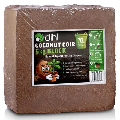 70 Litre 5KG Coconut Coir Compost Block/Brick Peat-Free Plant Potting Media - Image 1 of 4