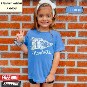 Floral Pennant Back to School Shirt 1st Day of School Outfit Preppy Kid Shirt - Picture 1 of 11