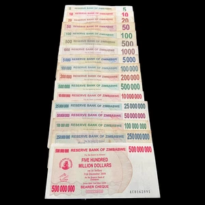 Zimbabue 17 Billetes Portador Cheque Cheque Set Bono Mil Millones de Dólares - Imagen 1 de 24