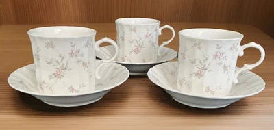 3 tazas y platillos de té/café acanalados flores rosa chintz francés de colección MIKASA MAXIMA Foto 1 de 4