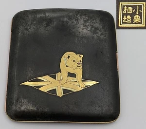 JAPANESE 'OGURUSU' KOMAI STYLE BRITISH BULLDOG CIGARETTE CASE c1900's - Picture 1 of 10