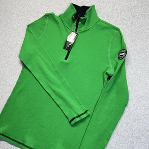 LRL Lauren Ralph Lauren Womens Large L Active Green Thermal Cotton 1/4 Zip Top - Picture 1 of 12