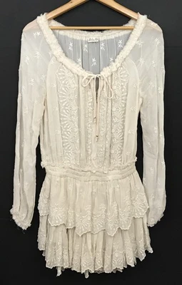 Mini Vestido LoveShackFancy Popover Carro Crema Viscosa Talla S Foto 1 de 4