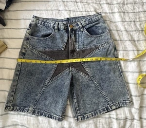 Alfred Eden Star Denim Jorts - Washed Blue Patchwork Streetwear Gr. 32.�� - Bild 1 von 4