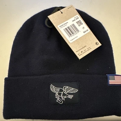 耐克 SB Olympics Terra Beanie 海军蓝 均码 美国国旗布贴 2024 全新 罕见 — 第 1/3 张图片