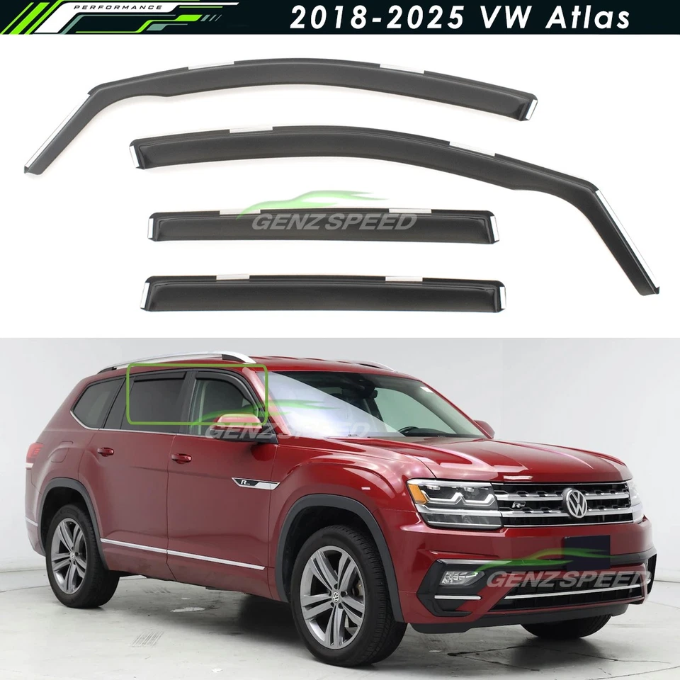 Para Volkswagen Atlas 2018-2025 protectores de lluvia en canal viseras de ventana pantalla de ventilación Foto 1 de 4
