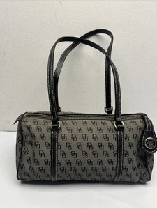 DOONEY & BOURKE Duffle Satchel Double Handled Purse Barrel DB Gray Black - Picture 1 of 12