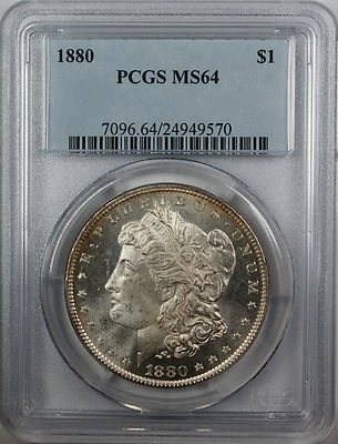 1880 Morgan Silver Dollar, PCGS MS-64, (Semi PL) JT - Image 1 of 2