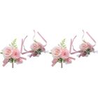 4-Stück Handgelenk Corsagen Set mit Blumen Muster, Künstliche Rose und Nelk5189