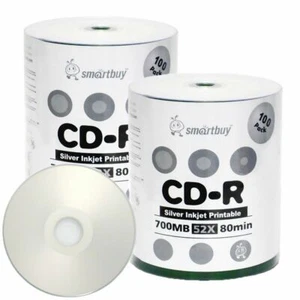 Disco de grabación en blanco imprimible por inyección de tinta plateado 200 Smartbuy CD-R 52X 700 MB/80 min - Imagen 1 de 4