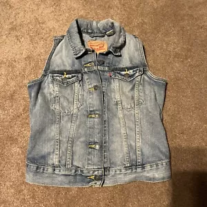 Levis Levi Jean Denim Vest Women Light Blue Small 100% Cotton Sleeveless - Picture 1 of 7