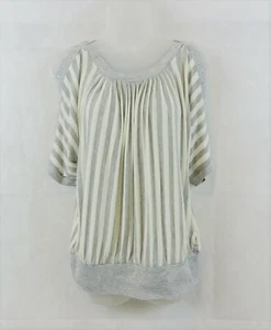 QUIZ Strip Split Sleeve Diamante Top Cream/Grey Size UK 10 rrp £23 NH001 LL 08 - Picture 1 of 5