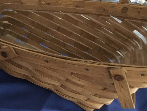 Longaberger Angled Basket with handles & inside plastic 1986 Cover