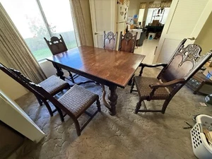Antique Victorian Table and 6 Chairs - Picture 1 of 13