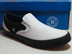 Hurley Hobart Slip-On White/Black Shoes Sneakers New NIB 2-Tone Skate Surf - Picture 1 of 10