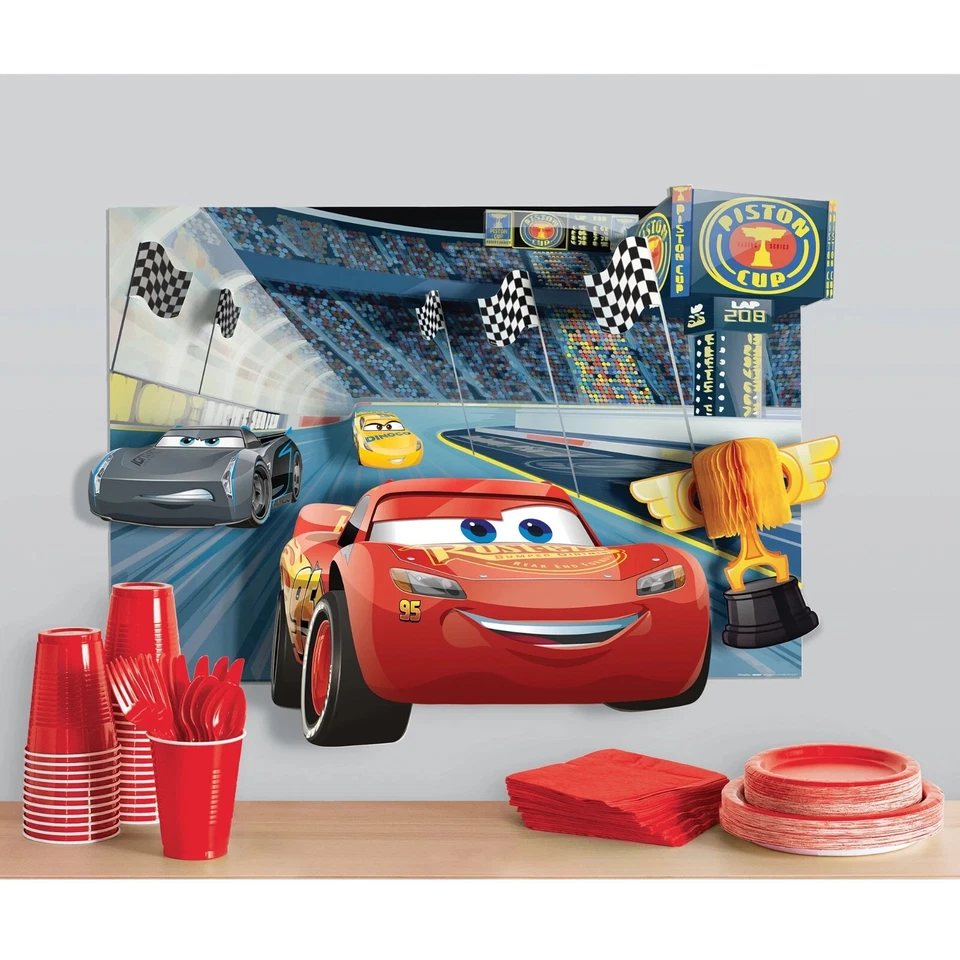 CARS 3 PAPER WALL DECORATING KIT (1) ~ Birthday Party Supplies  Disney Cars Red - Image 1 of 1