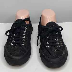 Superga Sneaker Damen 39-8,5 schwarz Makramee Cutout Spitze Festival Bohemian - Bild 1 von 9