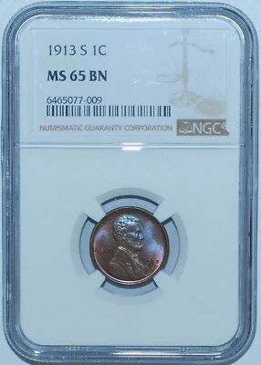 1913 S NGC MS65BN Lincoln Wheat Cent - Image 1 of 2