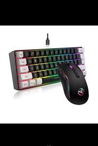 60 % Gaming Keyboard and Mouse Kit: RGB, 3200DPI Gaming Mouse, 61-key Wired RGB - Picture 1 of 7