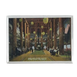 Forest Lobby Glacier Park Hotel Painting Fridge Magnet 3.5"x 2.5" Made in USA - Picture 1 of 4