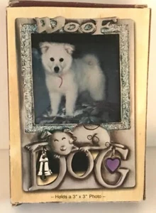 New Metal Photo Woof Dog Frame New In Box 6 x 5" for 3 x 3" Photo - Picture 1 of 4