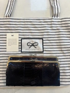 BNWT Anya Hindmarch Snakeskin Leather Luce Clutch Bag Dark Navy Purple Black - Picture 1 of 24